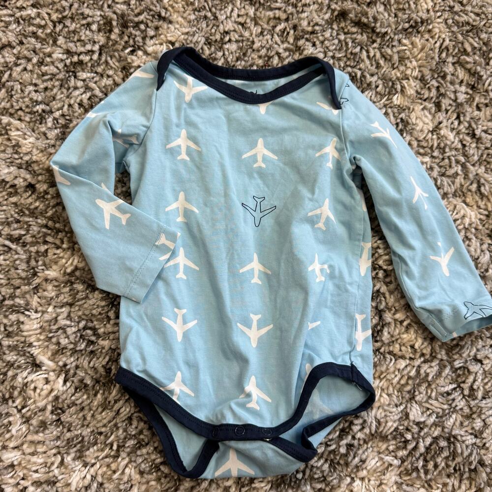 Monica & Andy Blue Airplane Bodysuit Shirt Long Sleeve Baby Boy 9-12 Months